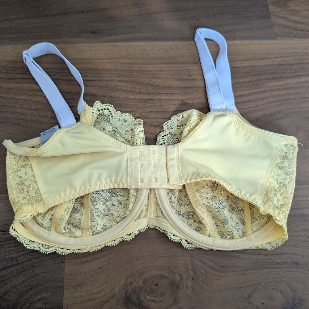 FREYA Offbeat Side Support Bra In Lemon Fizz Size US 32J Yellow Bralette Lace - Picture 3 of 3